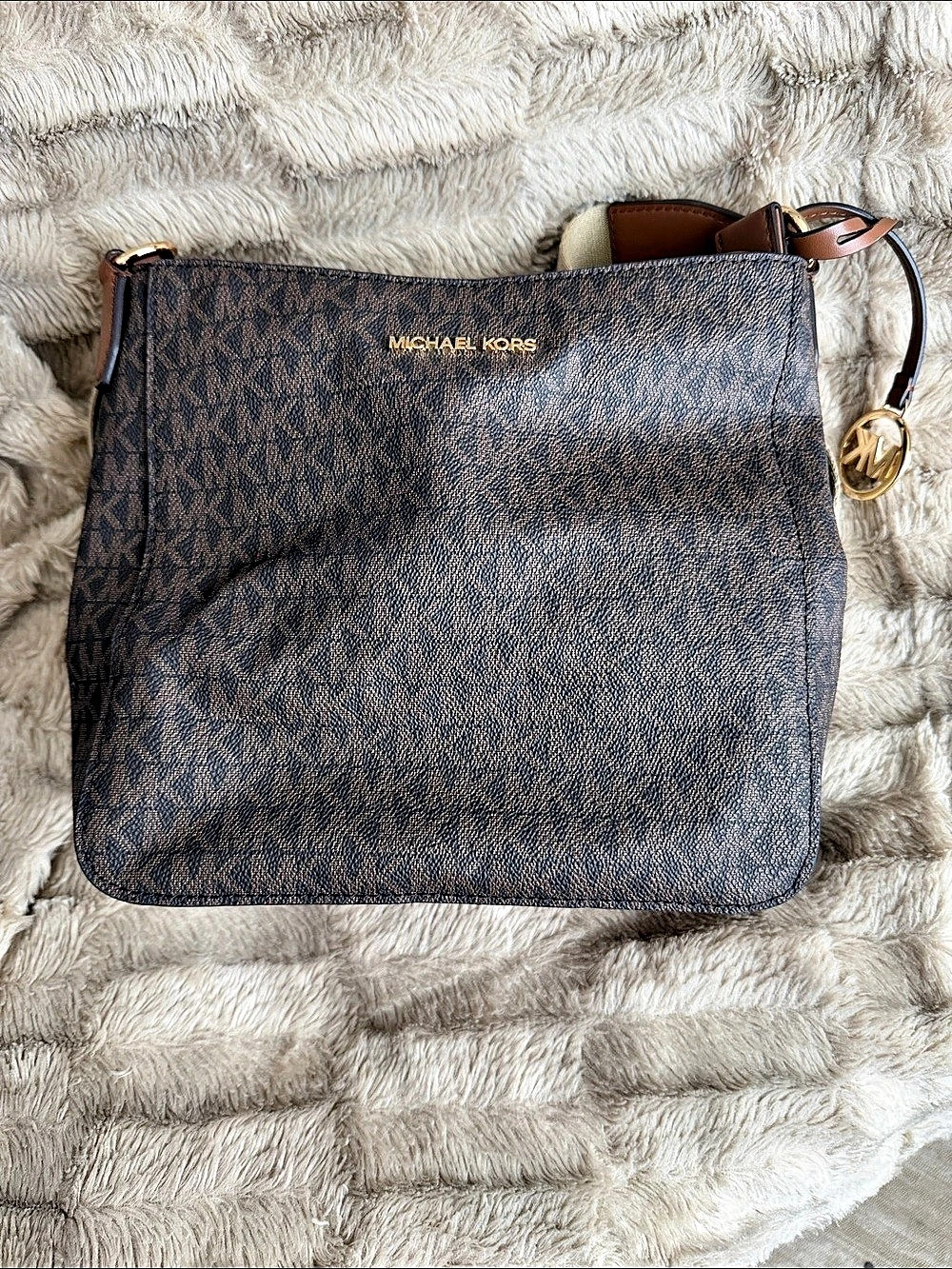 Michael Kors Maeve Large Signature Logo Crossbody Bag Brown & Beige